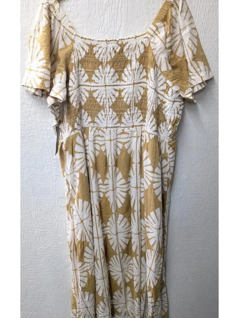NWT Lane Bryant Smocked Bodice Block Print Maxi Dress Summer Travel Beach 26/28 - Picture 9 of 9
